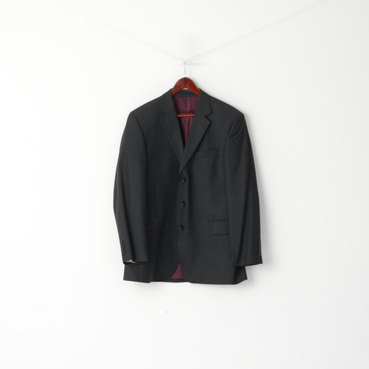 Austin Reed Men 42 Blazer Charcoal 100% lana Super 110 giacca monopetto