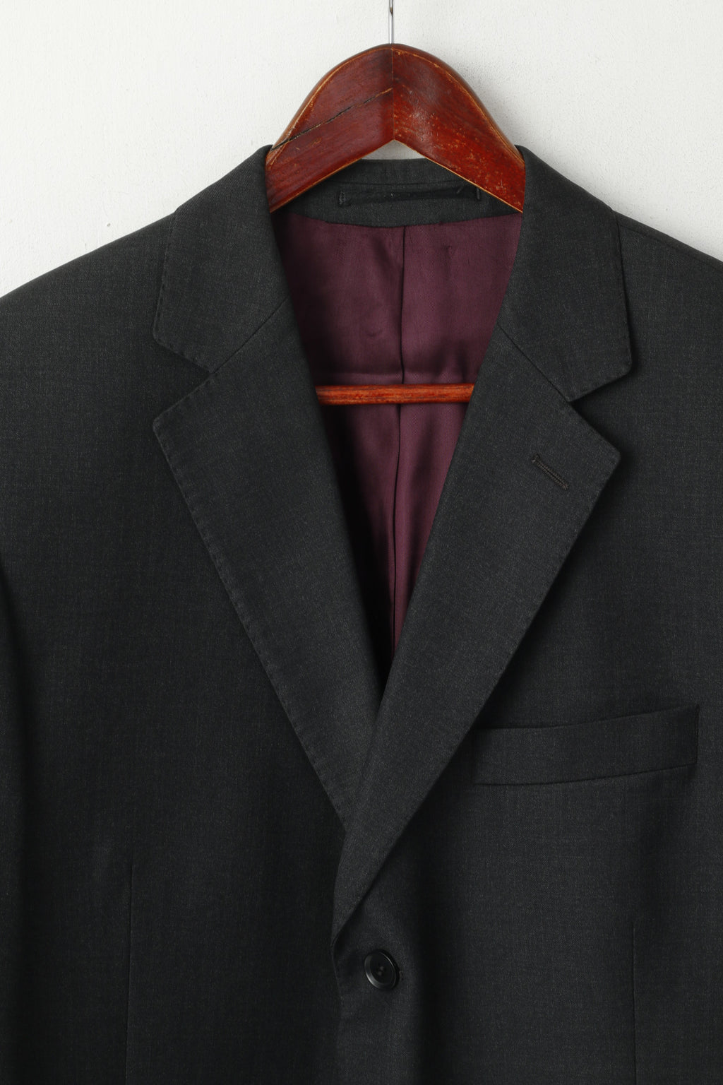 Austin Reed Men 42 Blazer Charcoal 100% Wool Super 110 Single Breasted Jacket