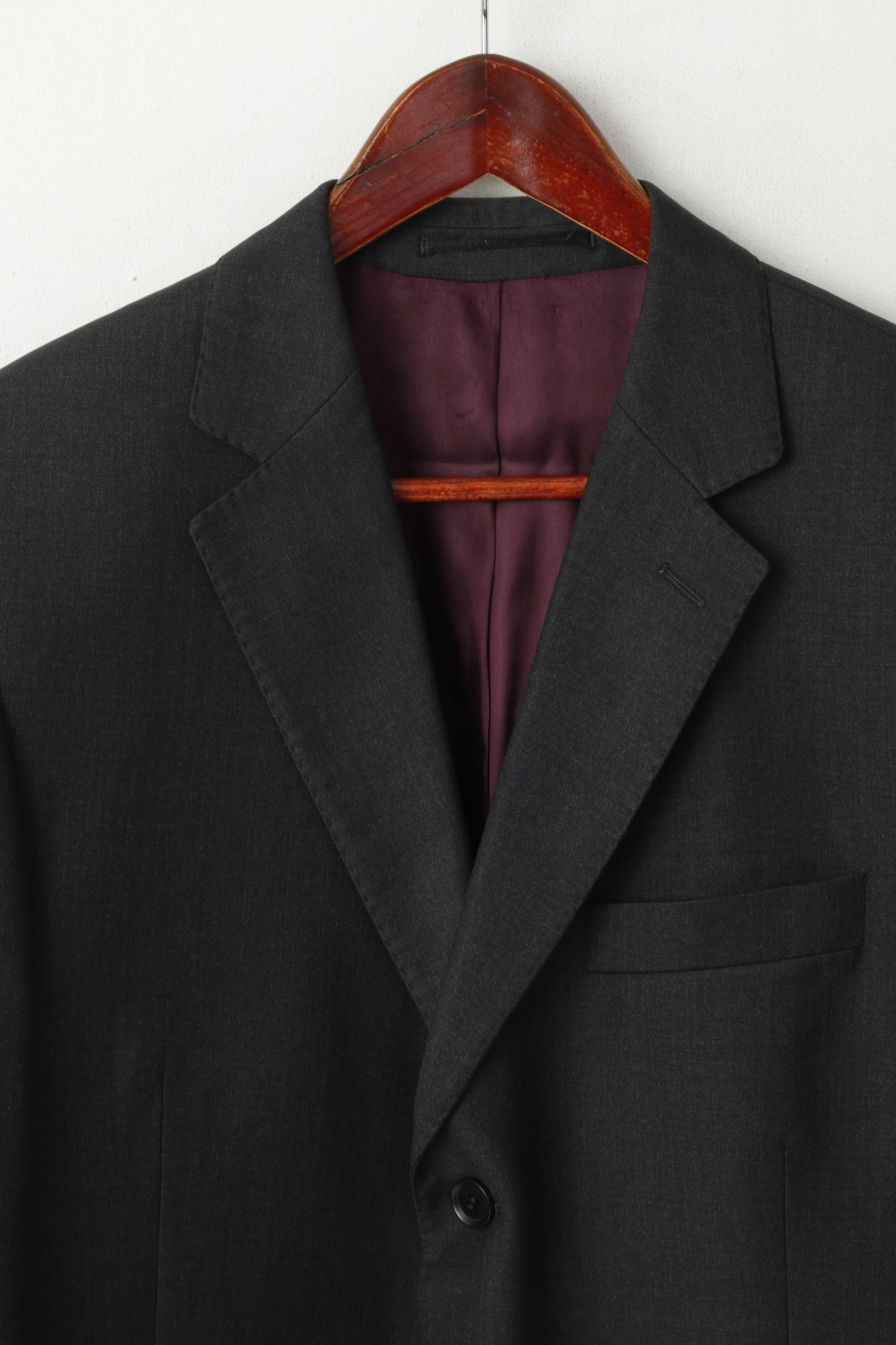 Austin Reed Men 42 Blazer Charcoal 100% Wool Super 110 Single Breasted Jacket