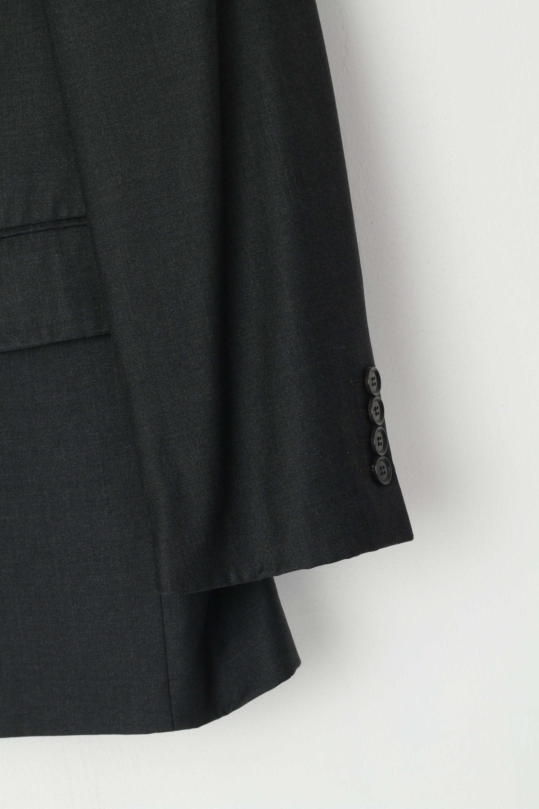 Austin Reed Men 42 Blazer Charcoal 100% Wool Super 110 Single Breasted Jacket