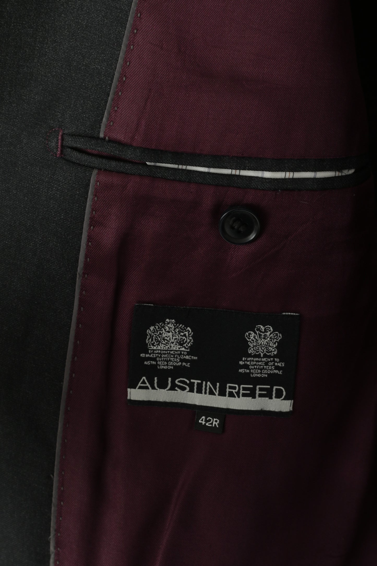 Austin Reed Men 42 Blazer Charcoal 100% lana Super 110 giacca monopetto