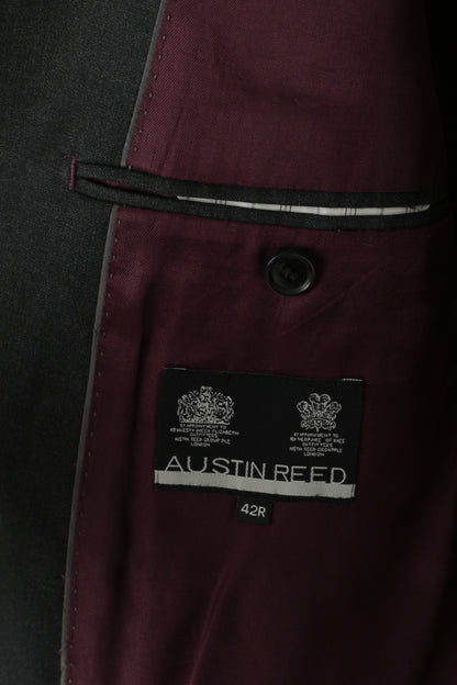 Austin Reed Men 42 Blazer Charcoal 100% lana Super 110 giacca monopetto