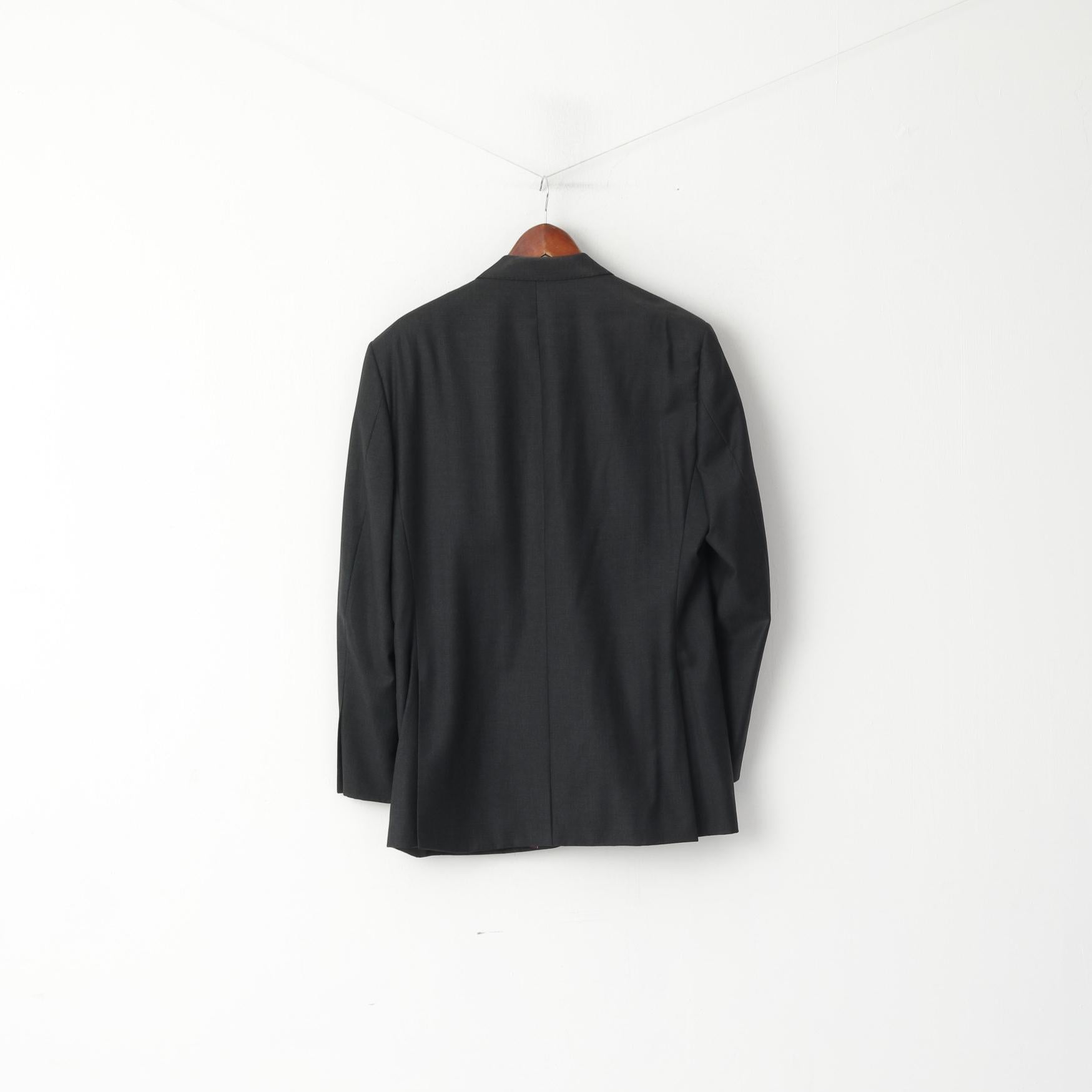 Austin Reed Men 42 Blazer Charcoal 100% Wool Super 110 Single Breasted Jacket