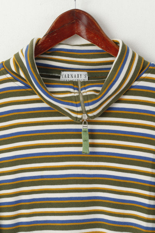Camicia da uomo XL della collezione Carnaby Top a maniche lunghe elasticizzato con collo alto in cotone a righe multiple