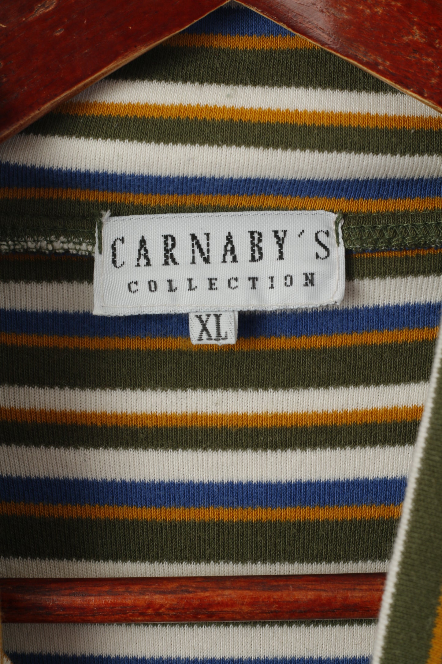 Camicia da uomo XL della collezione Carnaby Top a maniche lunghe elasticizzato con collo alto in cotone a righe multiple