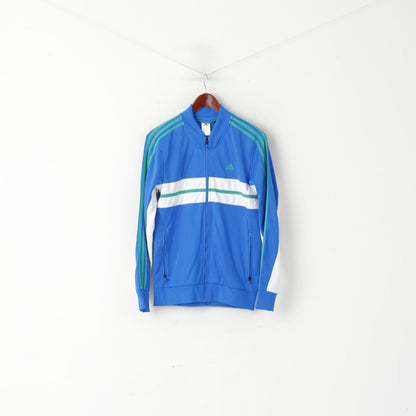 Adidas Men S Sweatshirt Blue Shiny Climalite Full Zipper Activewear Track Top