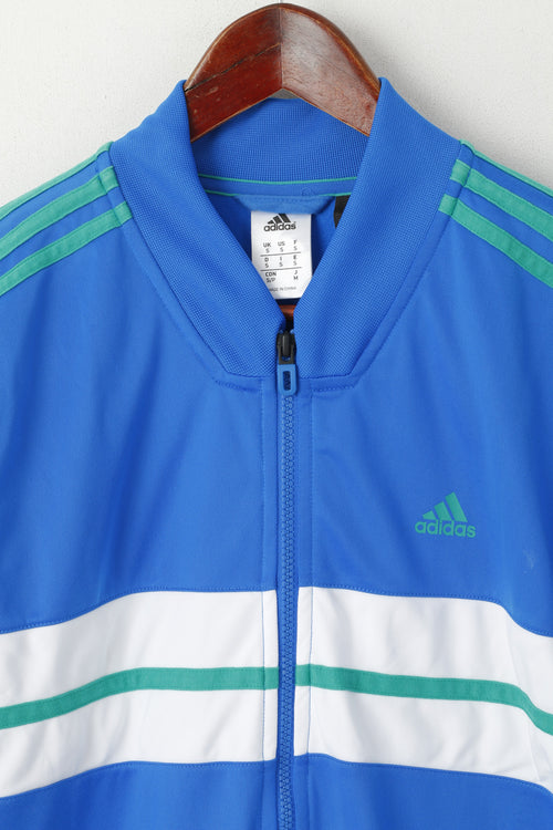 Adidas Men S Sweatshirt Blue Shiny Climalite Full Zipper Activewear Track Top