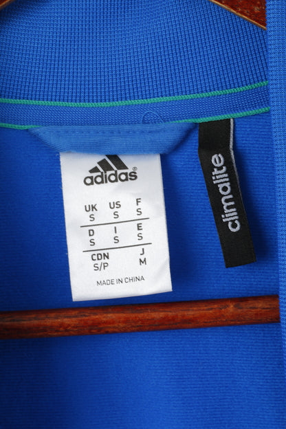 Adidas Men S Sweatshirt Blue Shiny Climalite Full Zipper Activewear Track Top