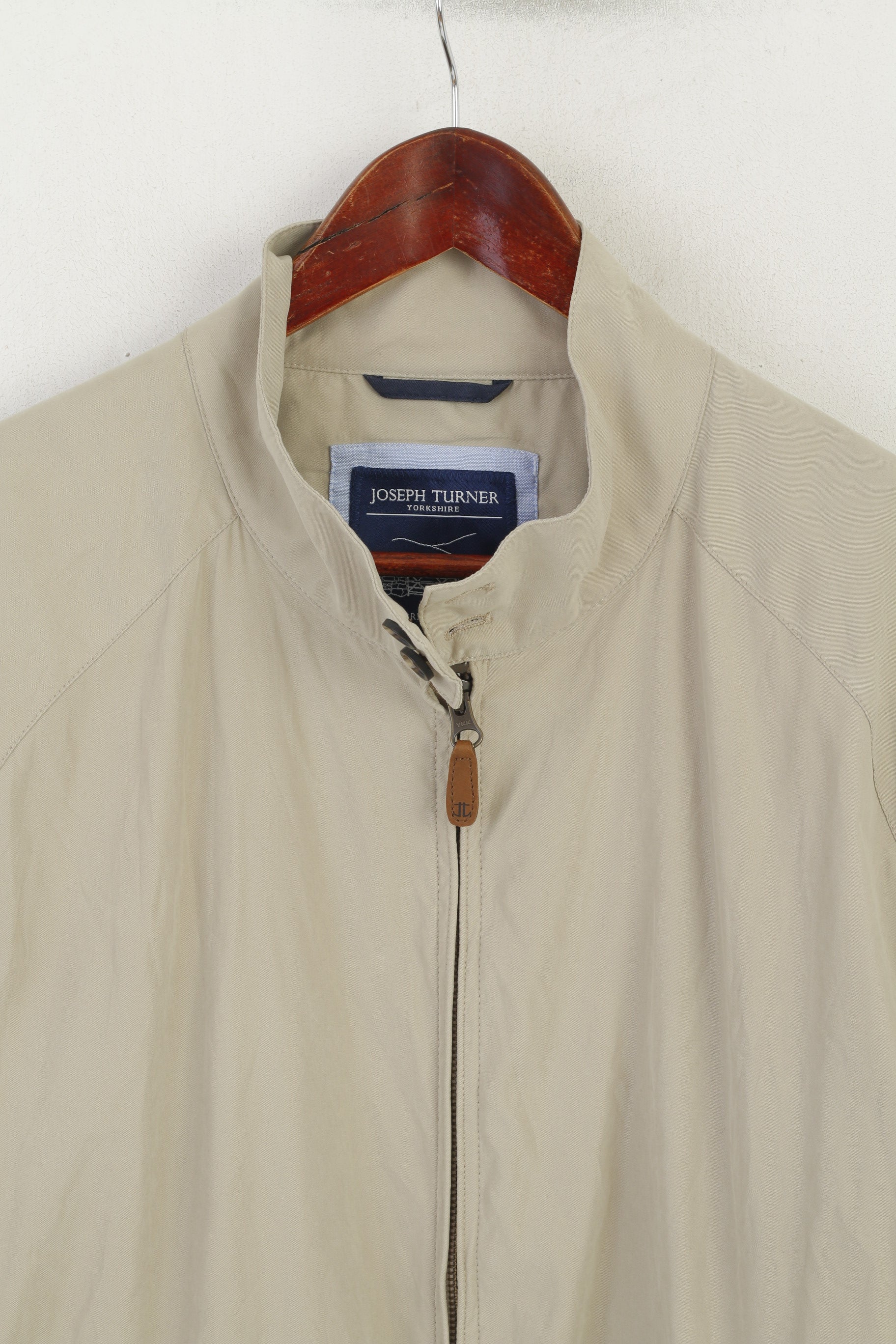 Joseph Turner Yorkshire Men XL Jacket Beige Classic Full Zip Lightweight Retro Top