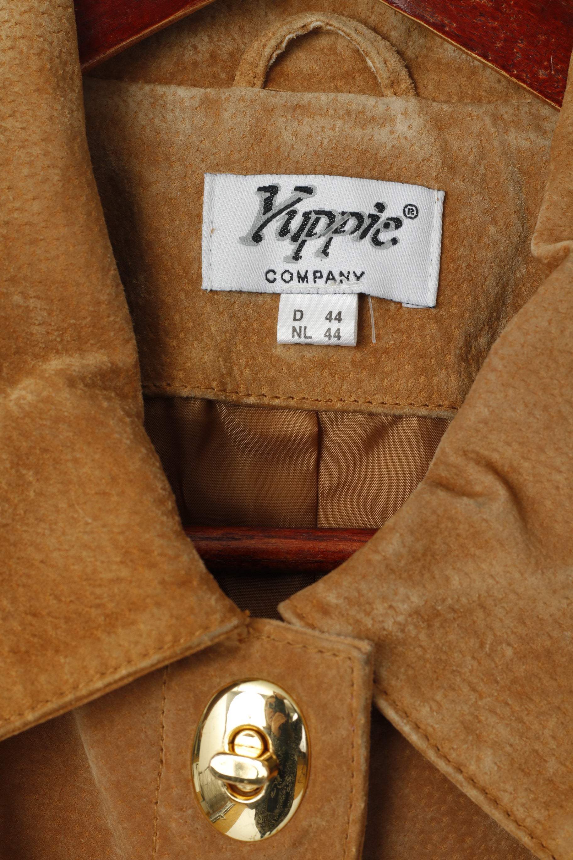 Yuppie Company Women 18 44 Jacket Beige Leather Suede Gold Detailed Retro Top