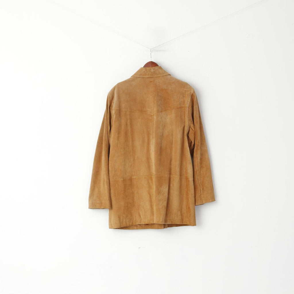 Yuppie Company Women 18 44 Jacket Beige Leather Suede Gold Detailed Retro Top