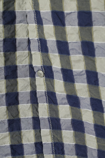 Armani Jeans Chemise décontractée pour homme XL (L) en coton froissé à carreaux bleu marine