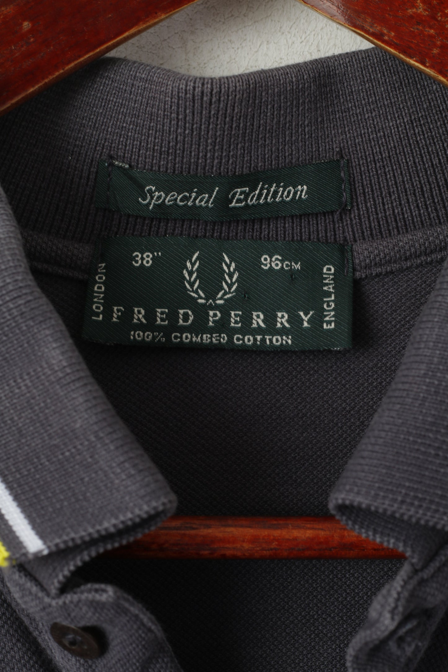 Fred Perry Hommes 38 XS Polo Gris Coton Édition Spéciale Italie Haut Classique