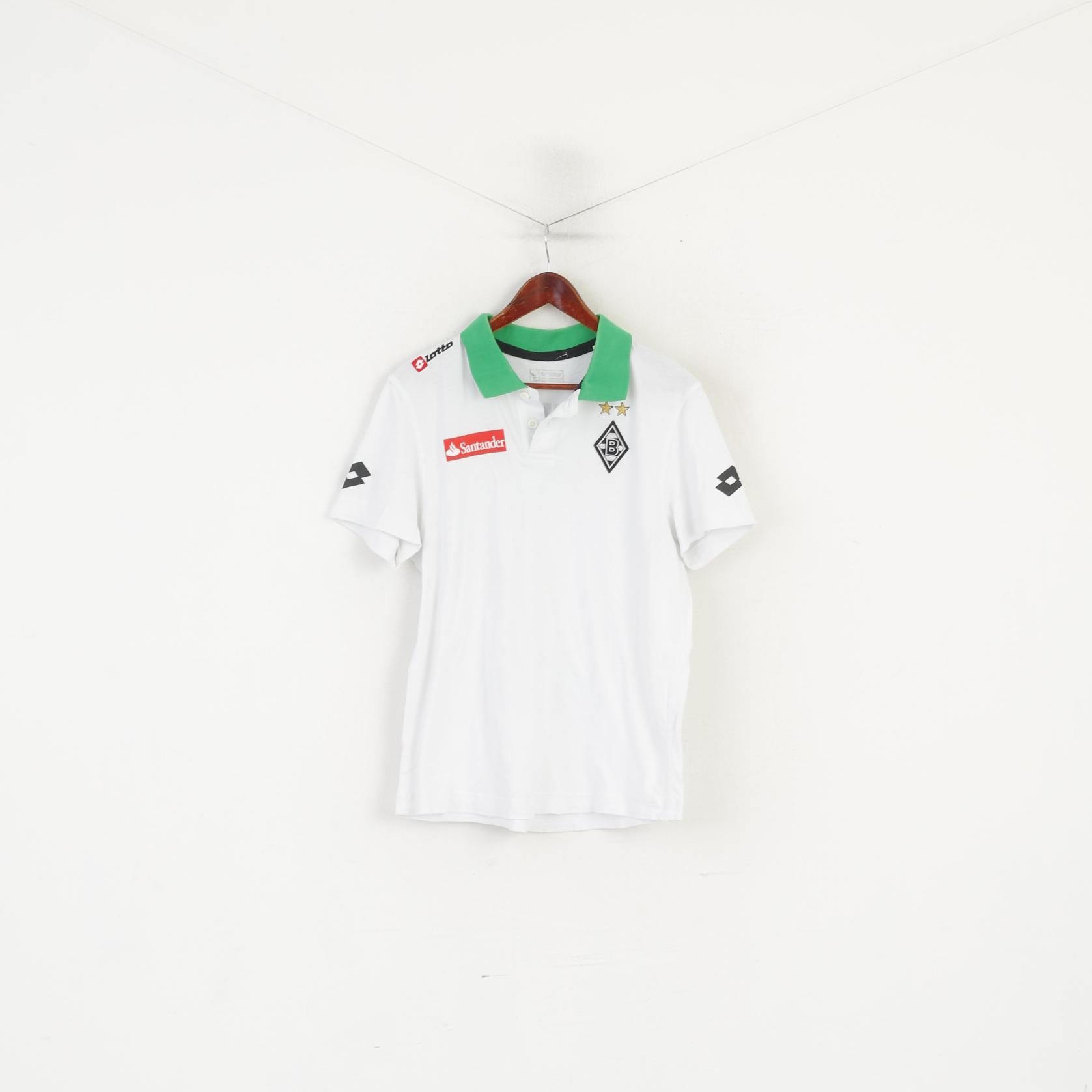 Lotto Borussia Mönchengladbach Men XL (L) Polo Shirt White Cotton Vintage Top