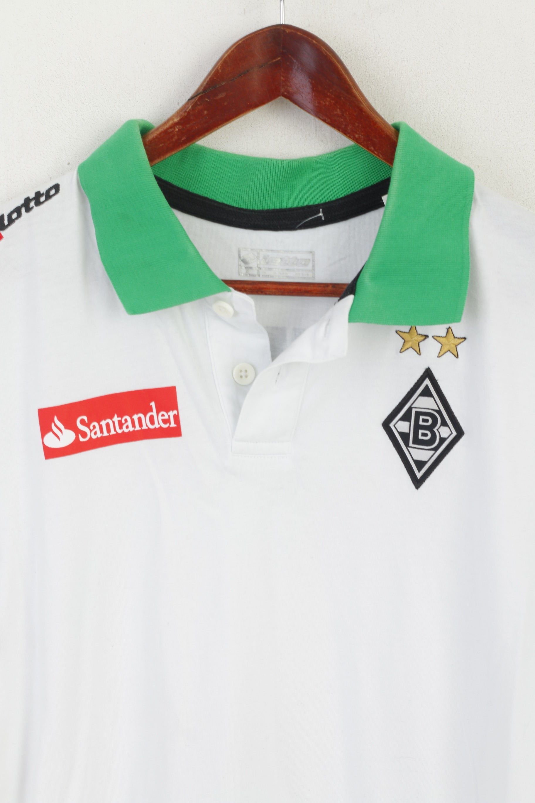 Lotto Borussia Mönchengladbach Men XL (L) Polo Shirt White Cotton Vintage Top