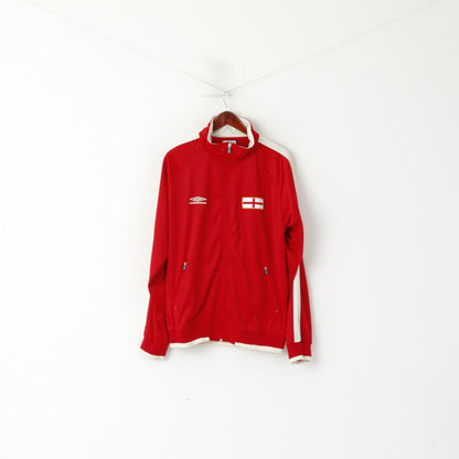 Umbro Men XL Sweatshirt Red Vintage England 1924 Shiny Full Zipper Track Top