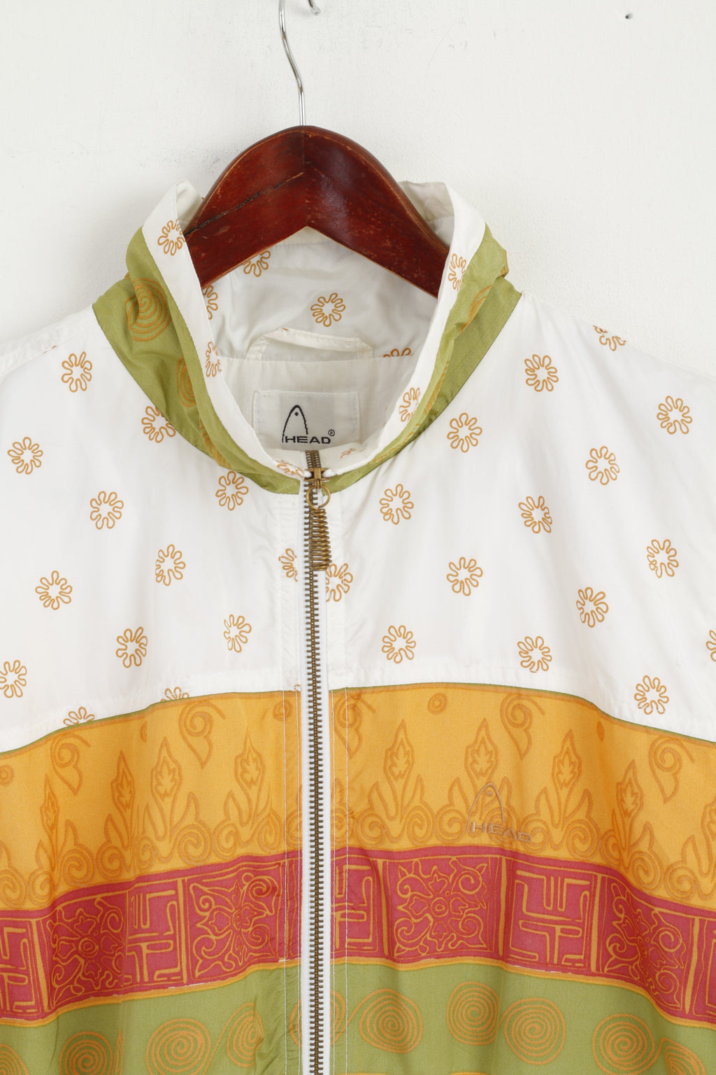 HEAD Women 42 XL Bodywarmer Ecru Nylon Waterpoof Vintage Zip Up Sport Vest