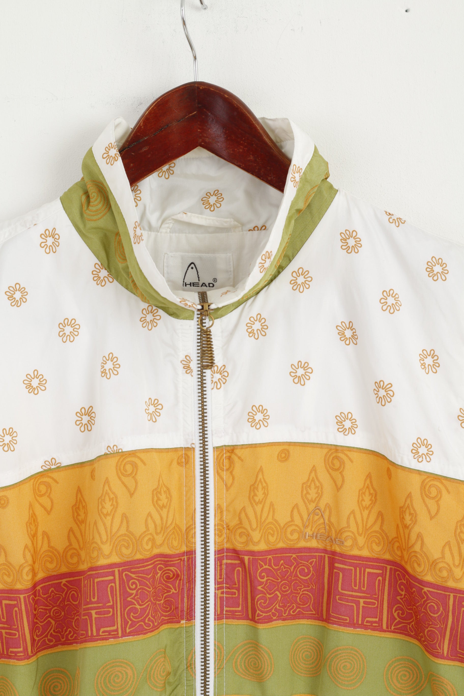 HEAD Women 42 XL Bodywarmer Ecru Nylon Waterpoof Vintage Zip Up Sport Vest