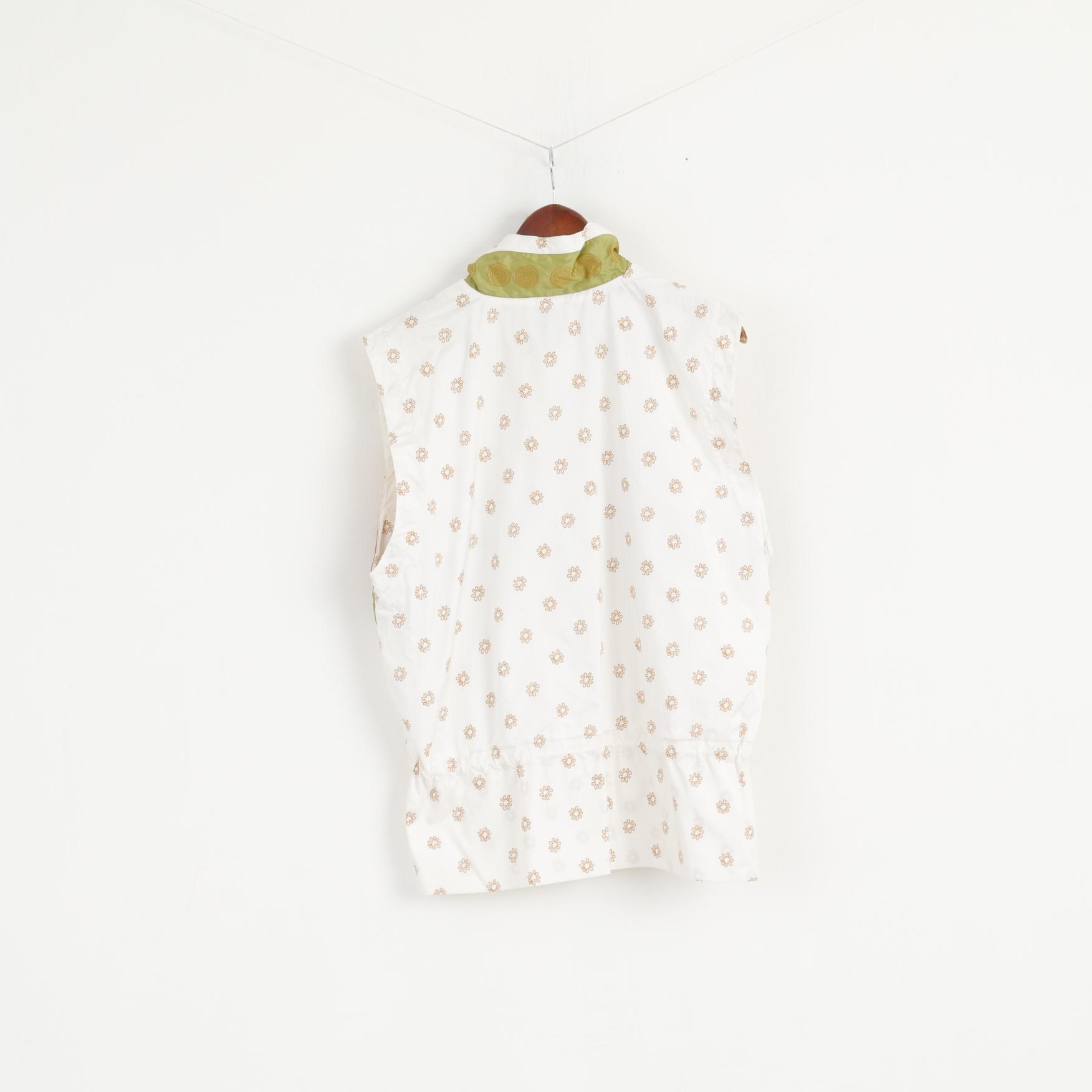 HEAD Women 42 XL Bodywarmer Ecru Nylon Waterpoof Vintage Zip Up Sport Vest