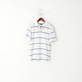 Champion Men M Polo Shirt White Cotton Striped Short Sleeve Sport Top