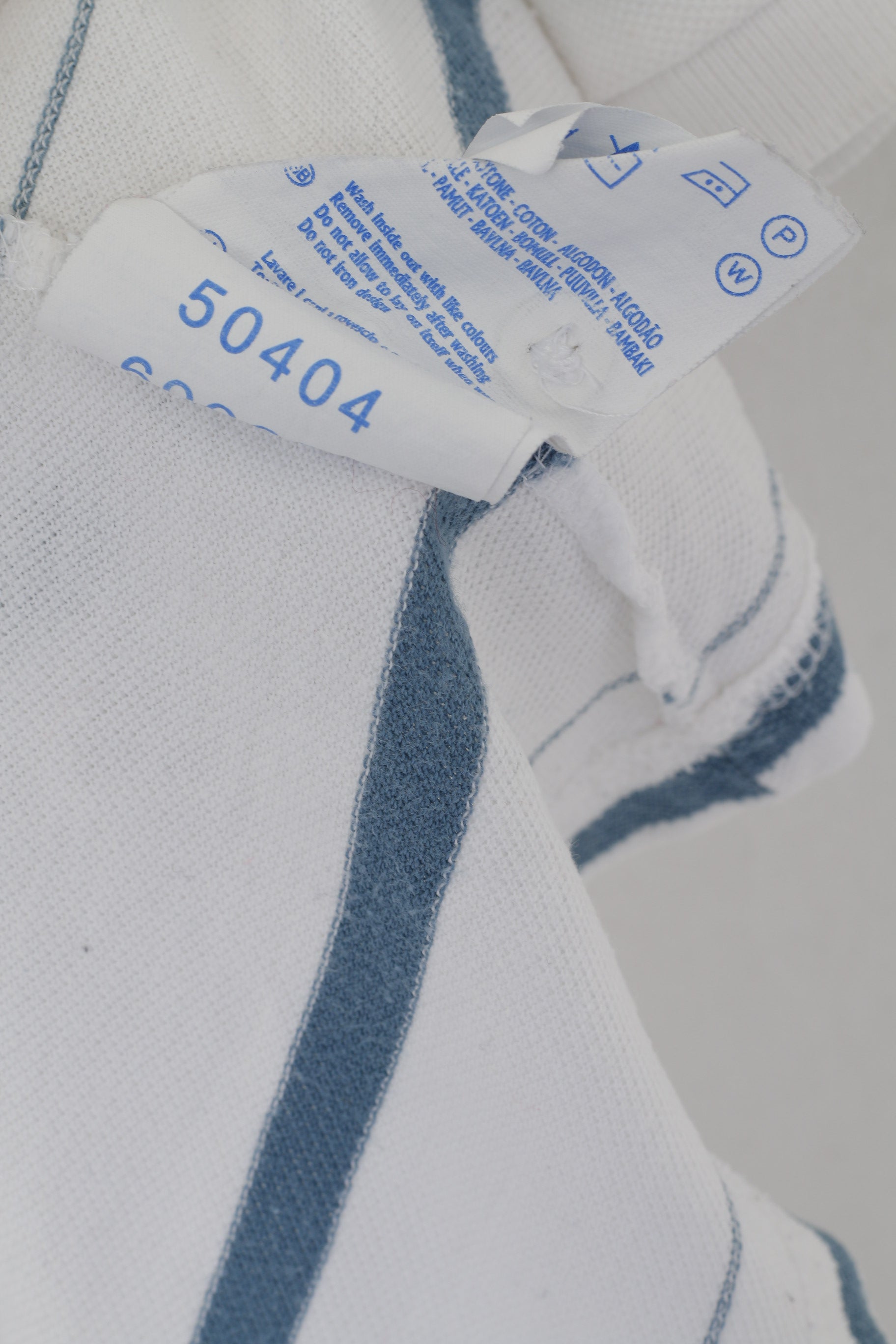 Champion Men M Polo Shirt White Cotton Striped Short Sleeve Sport Top