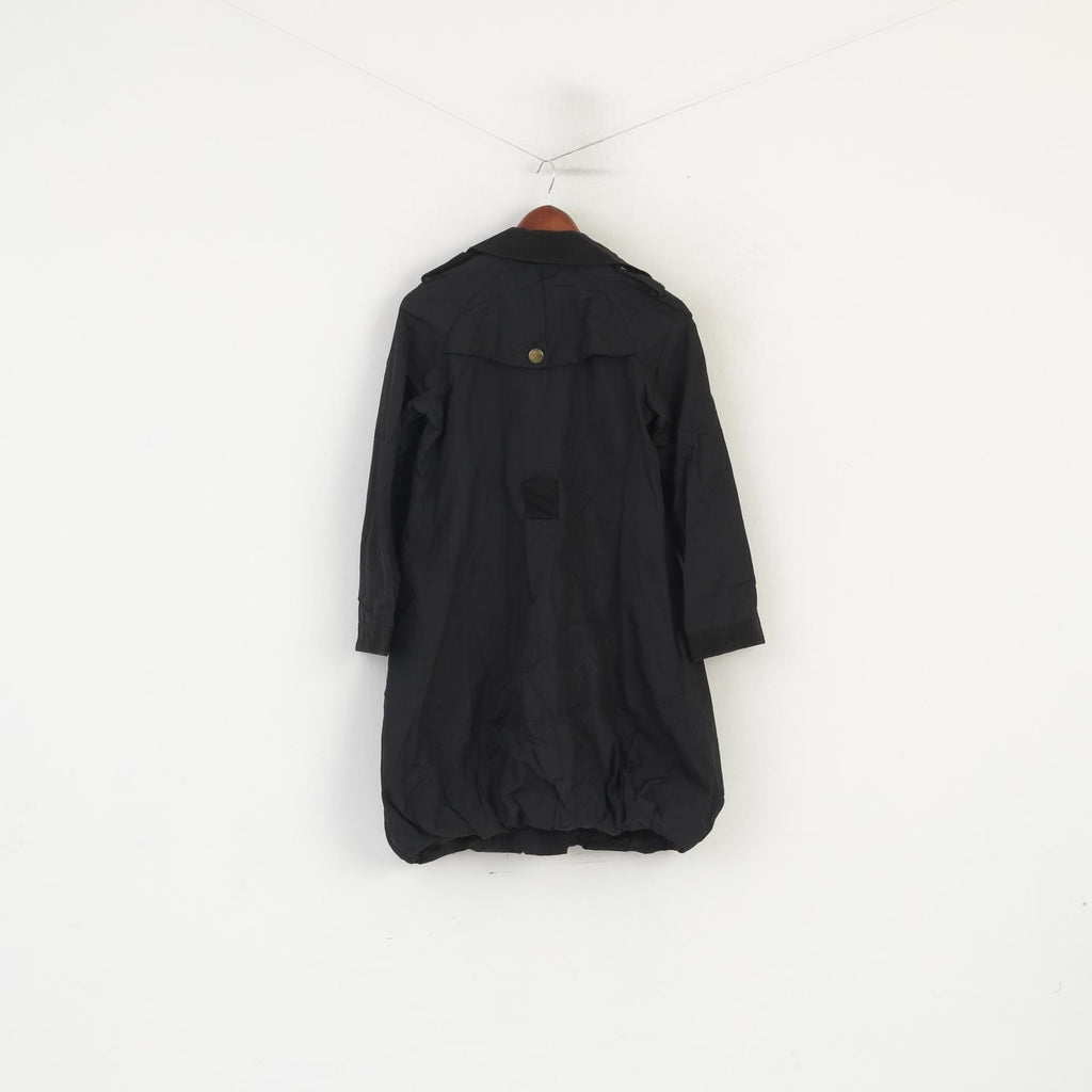 Mauro Grifoni Femmes 40 XS Manteau Noir Brillant Italie Design Léger Haut Décontracté
