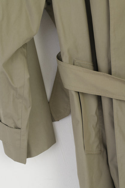 Louisoder Men 26 M Coat Khaki Cotton Blend Trench Spring Retro Belted Lightweight Mac