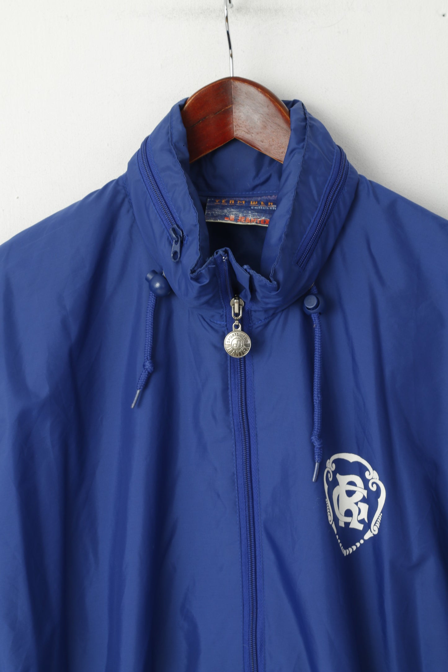 Jeantex Team Wear Giacca da uomo L in nylon blu impermeabile Roskilde con cappuccio nascosto
