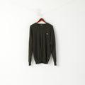 Gant Men L Jumper Green 100% Wool V Neck Classic USA Soft Sweater