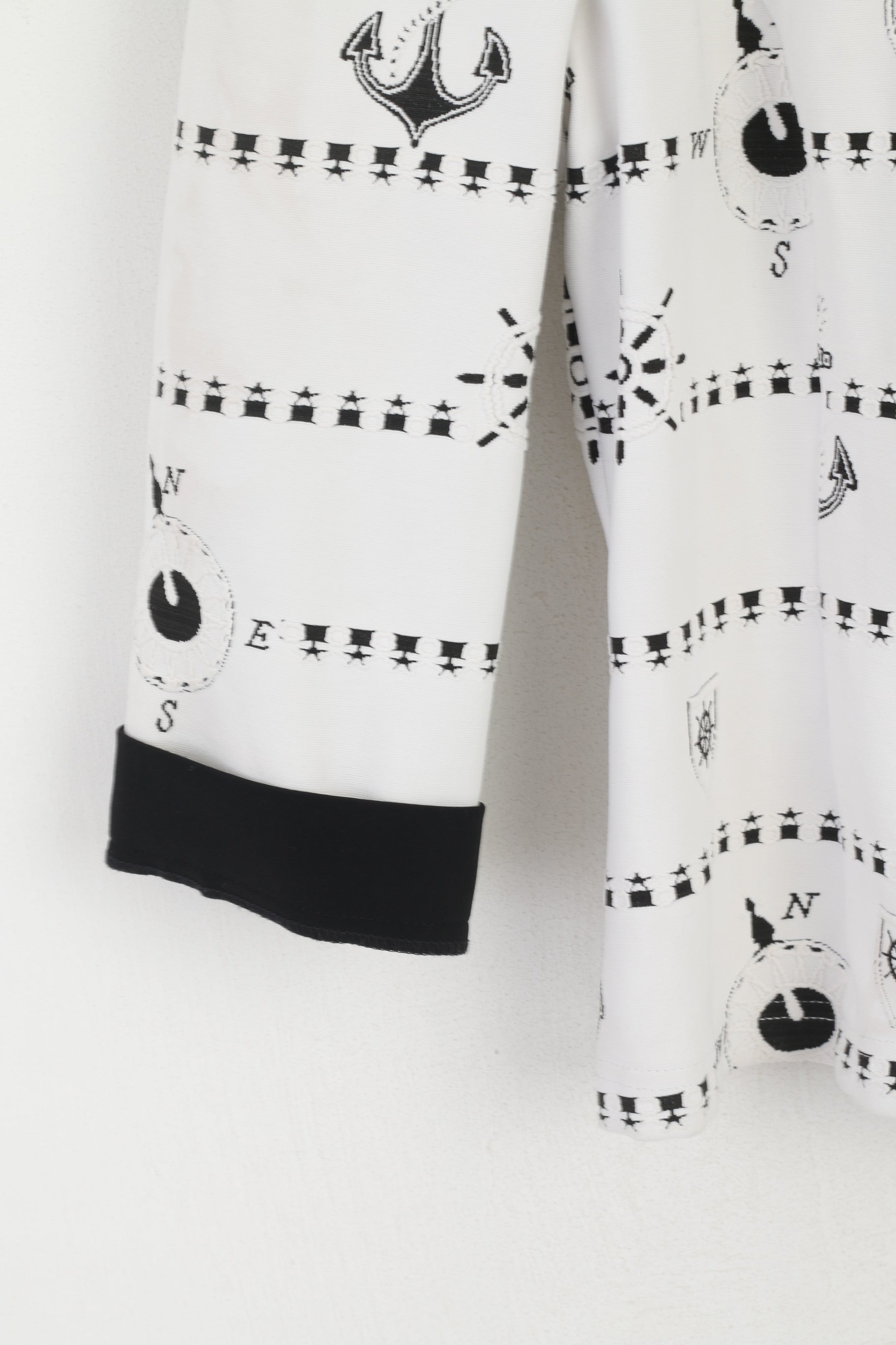 Joseph Ribkoff Women 16 44 Blazer White Nylon Marine Full Zip Cropped Jacket