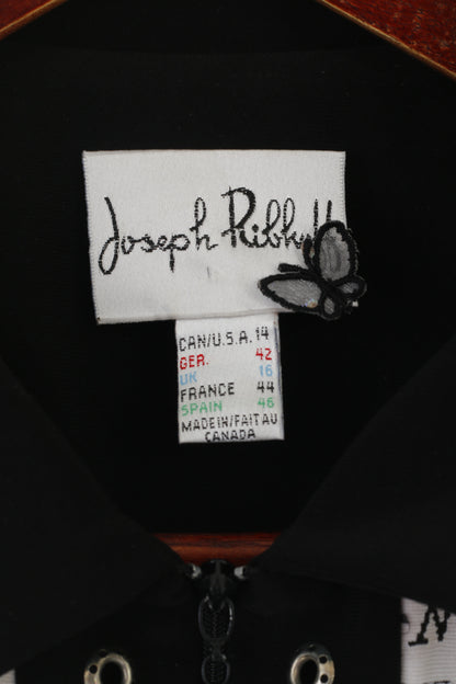 Joseph Ribkoff Women 16 44 Blazer White Nylon Marine Full Zip Cropped Jacket