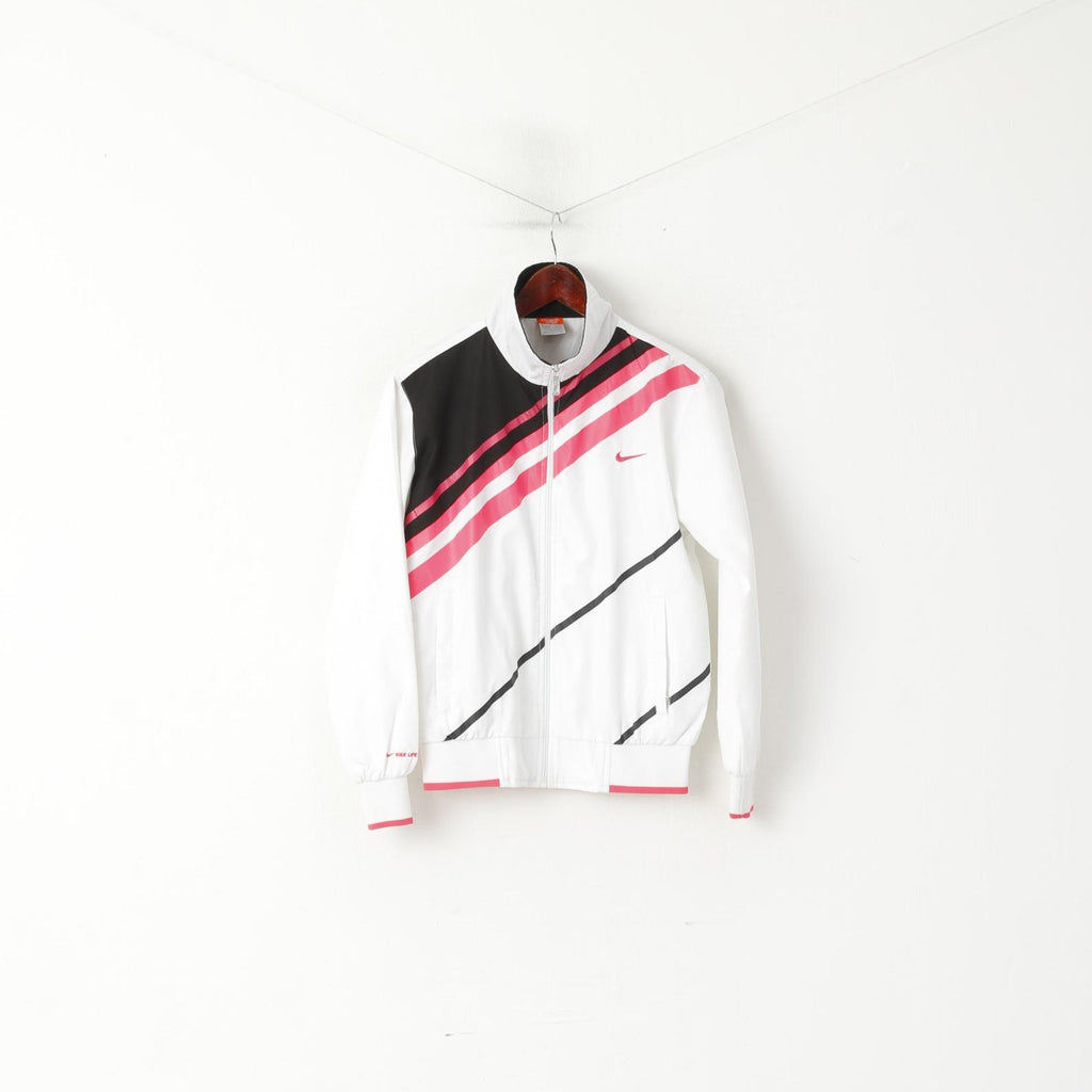 Nike Femme 40/42 M Veste Blanc Activewear Retro Full Zipper Track Top
