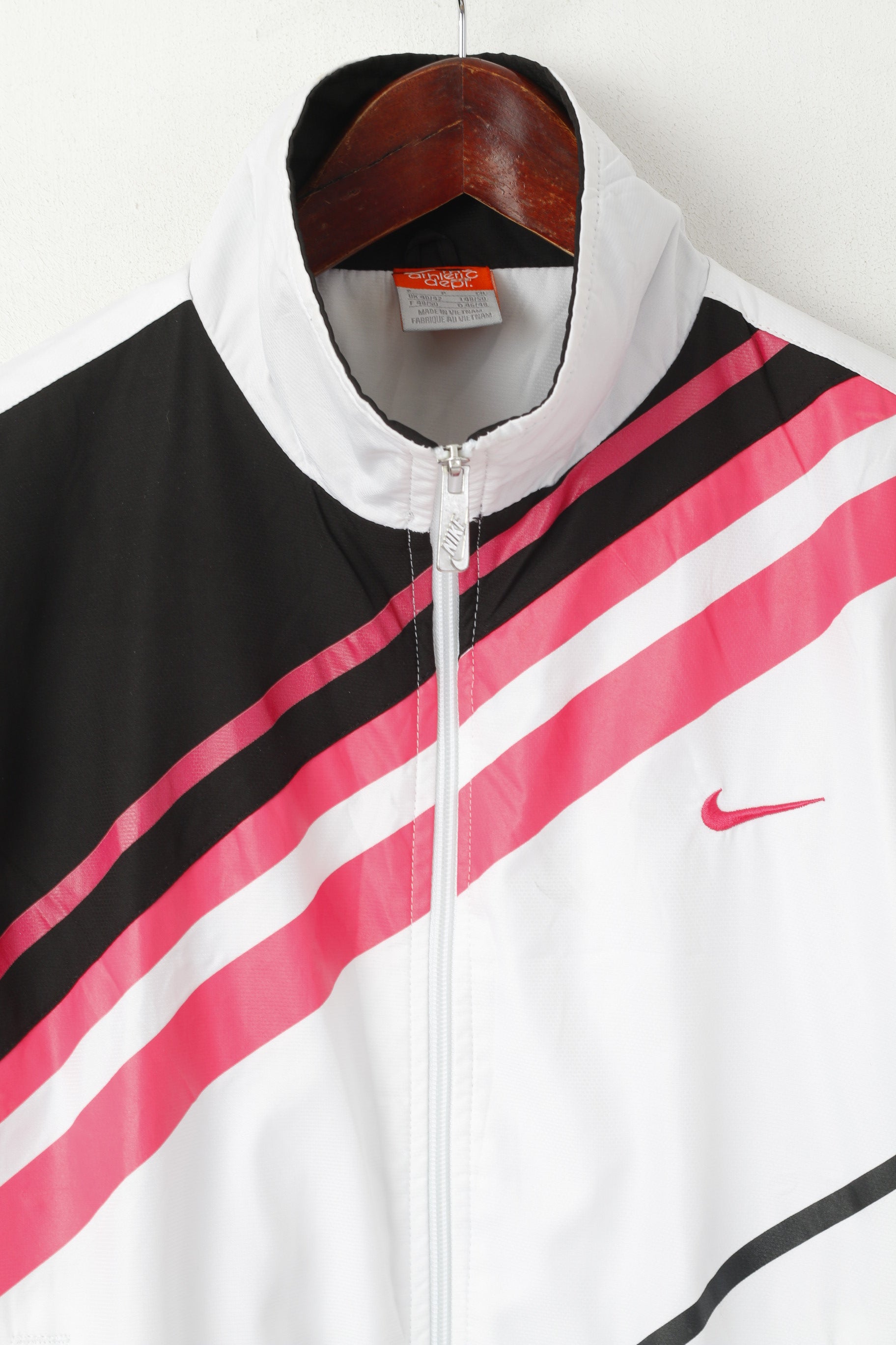 Nike Femme 40/42 M Veste Blanc Activewear Retro Full Zipper Track Top