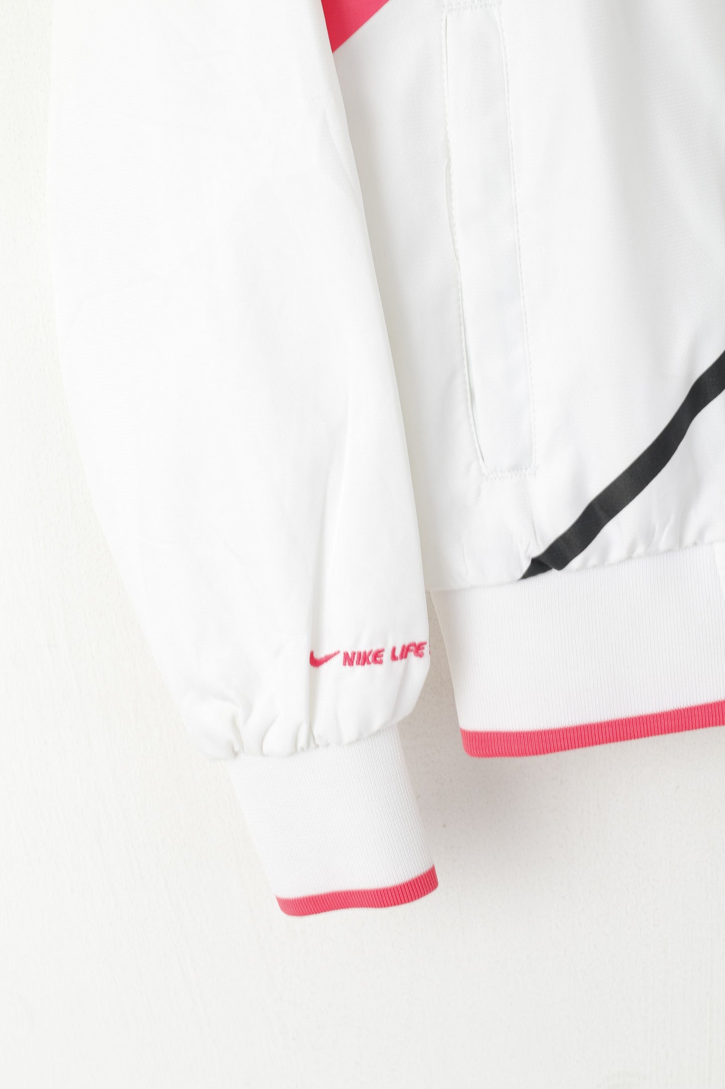 Nike Women 40/42 M Jacket White Activewear Retro Full Zipper Track Top