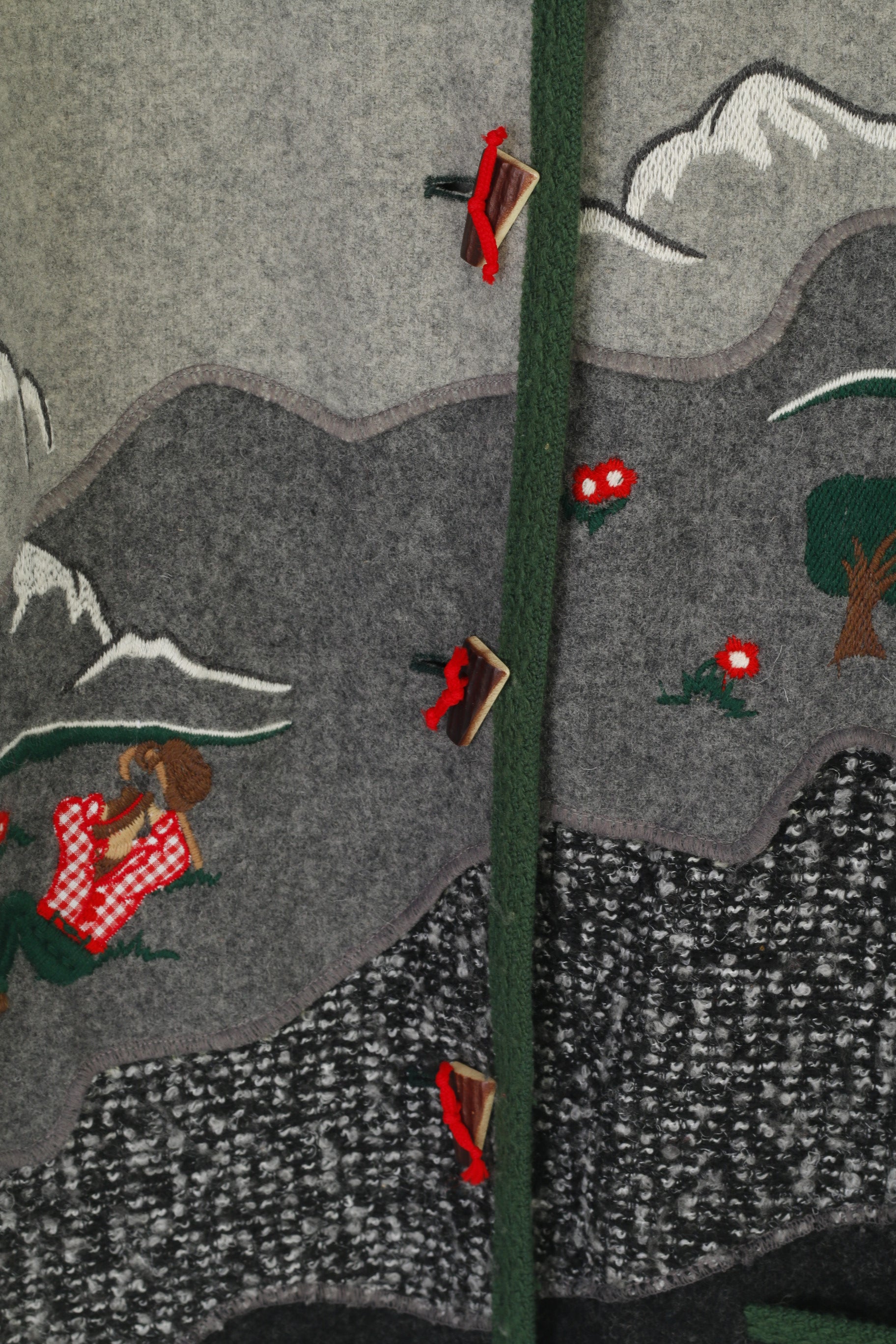 Meico Landhaus Women 44 18 XL Sweater Gray Tyrol Trachten Shoulder Pads Vintage Top