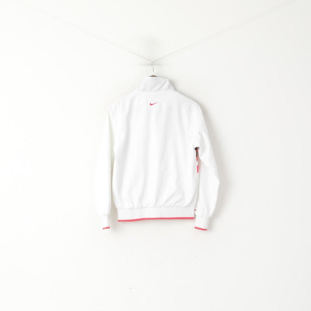 Nike Femme 40/42 M Veste Blanc Activewear Retro Full Zipper Track Top