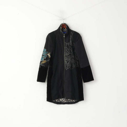 St. Martins Scandanavian Design Cappotto da donna M Cappotto classico in cotone nero con cerniera intera
