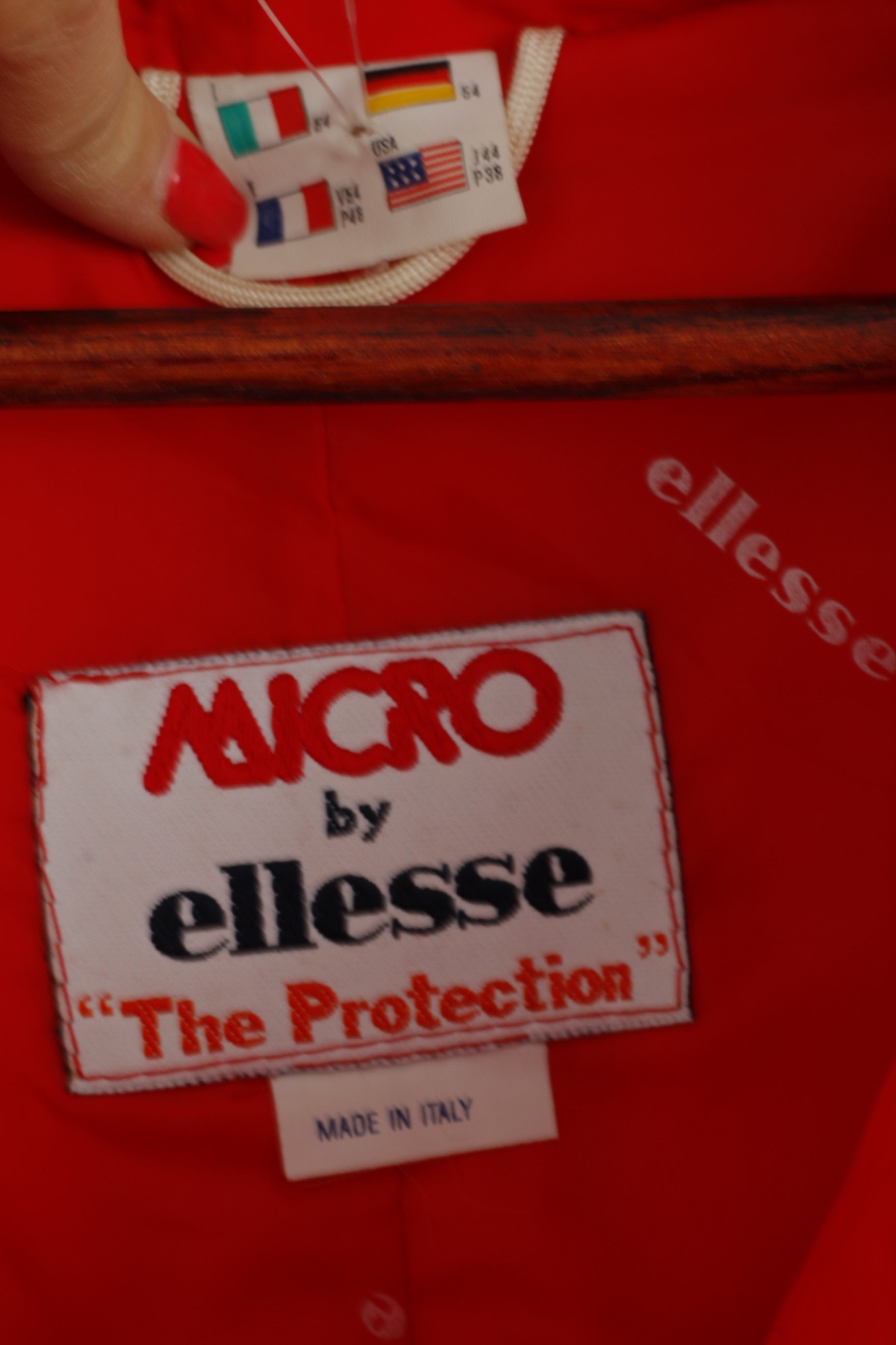 MICRO By Ellesse Men 54 L Jacket Ski Red Nylon Waterproof Italy Vintage 80s