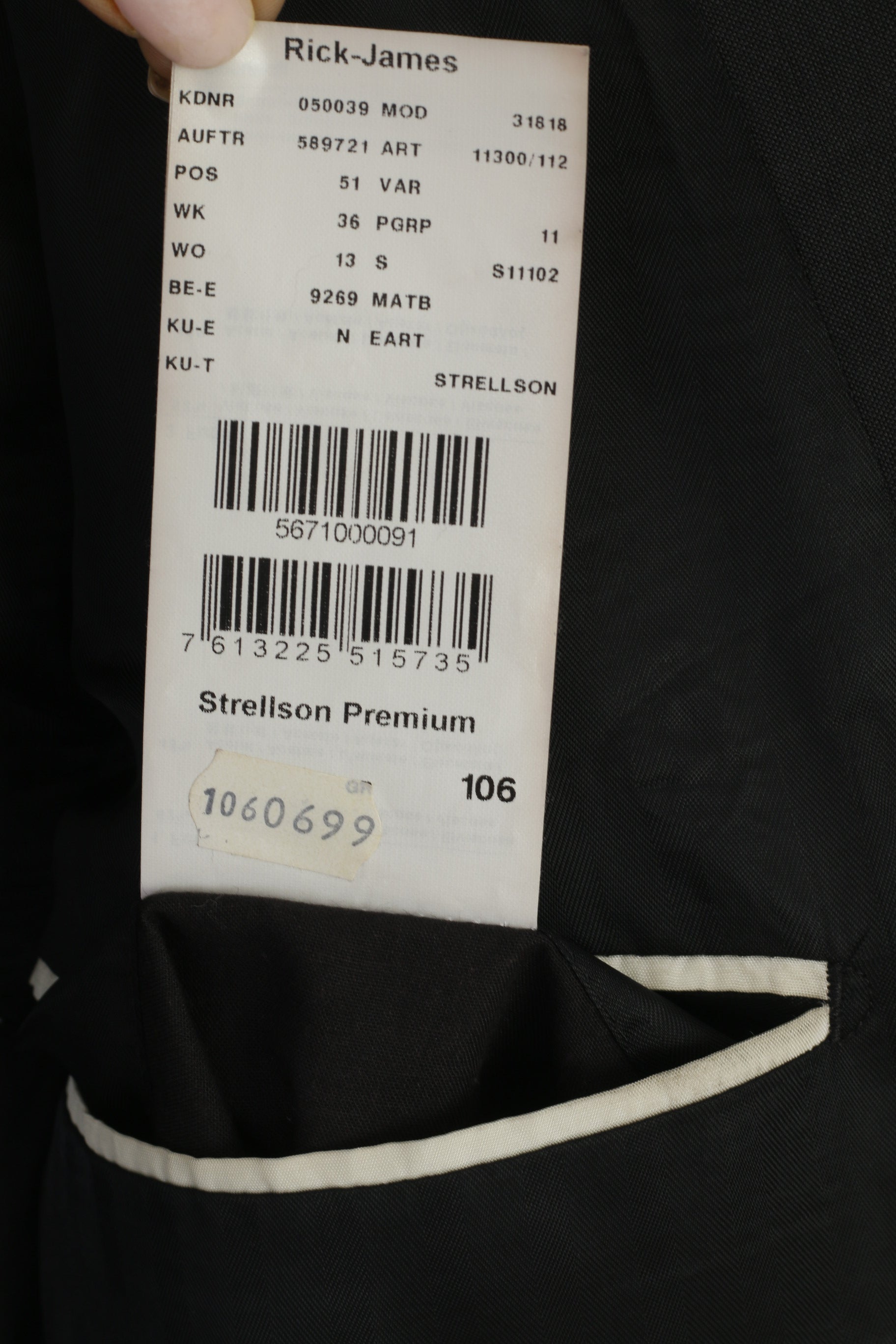 Strellson Hommes 106 42 Blazer Gris Laine Rick-James Premium Veste Simple Boutonnage