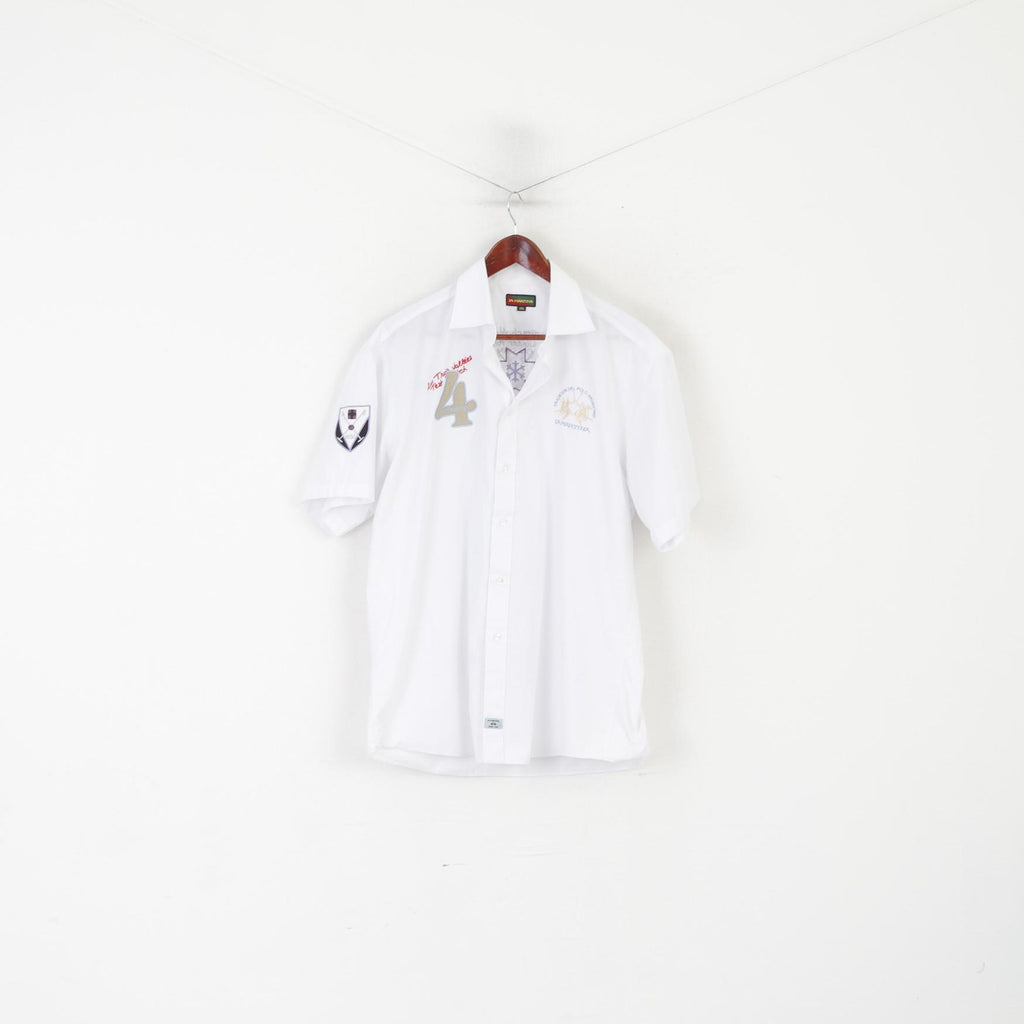 La Martina Homme XXL Chemise décontractée Blanc Coton #4 Polo Argentino Alpes Françaises Haut