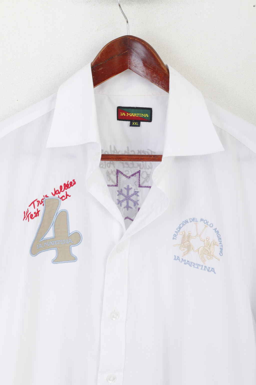 La Martina Homme XXL Chemise décontractée Blanc Coton #4 Polo Argentino Alpes Françaises Haut