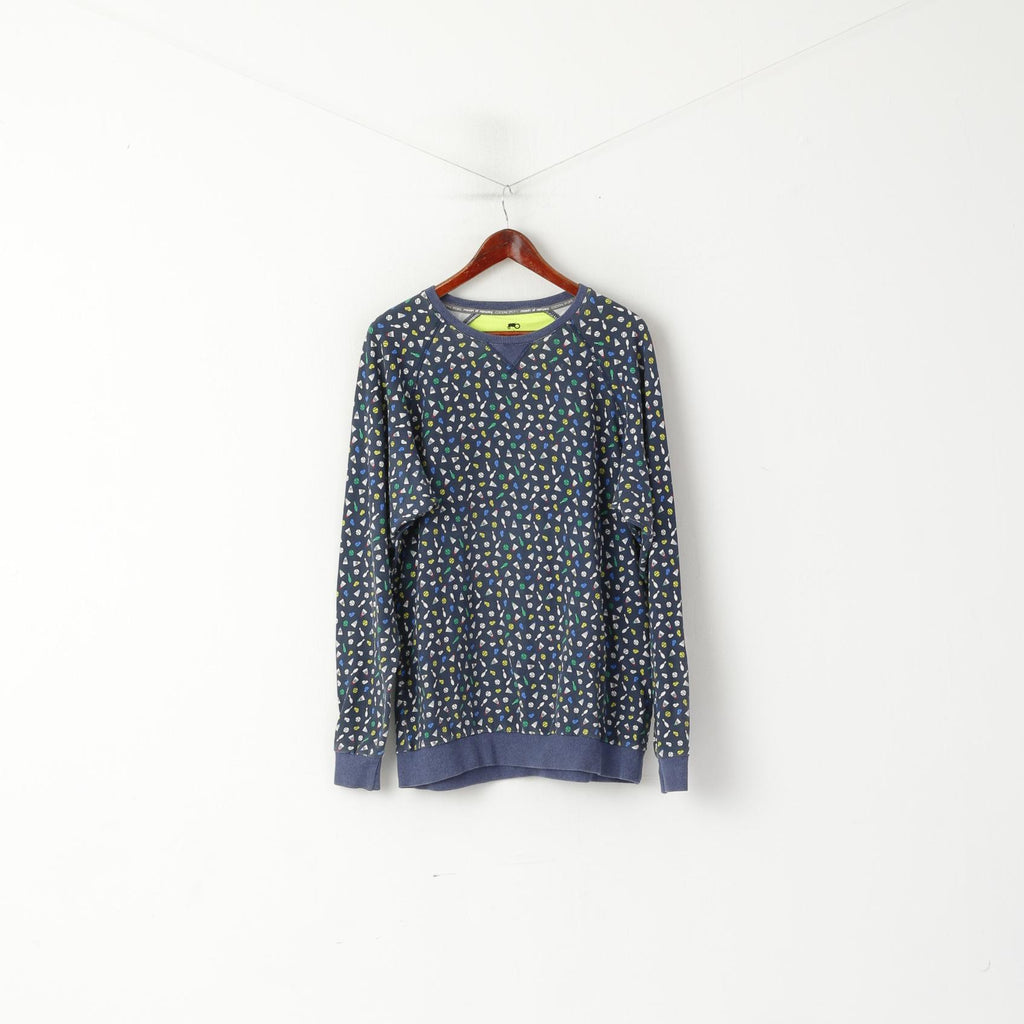 Moods Of Norway Cocktail Sports Women XL Sweatshirt Blue Tennis Print Cotton Top