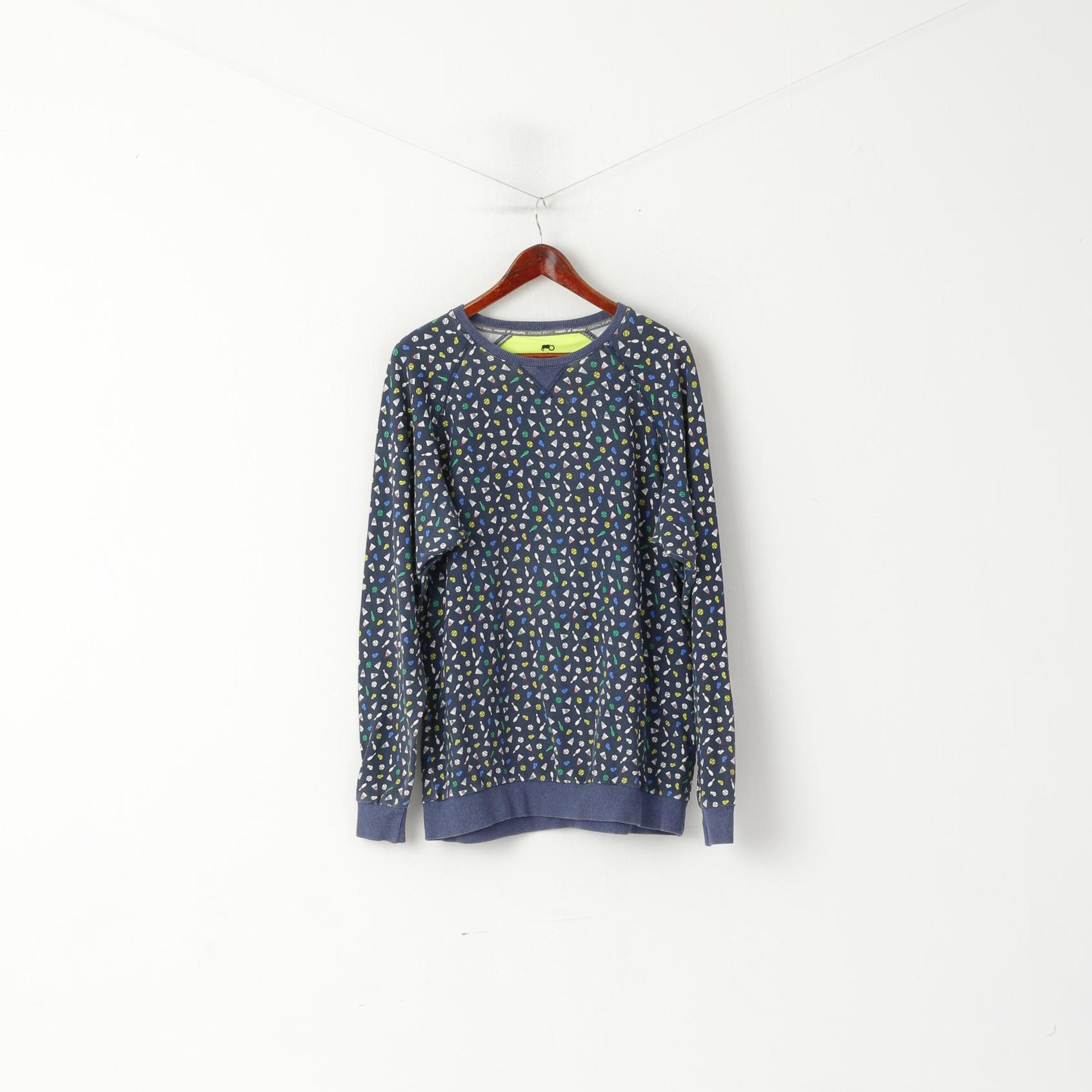 Moods Of Norway Cocktail Sports Women XL Sweatshirt Blue Tennis Print Cotton Top