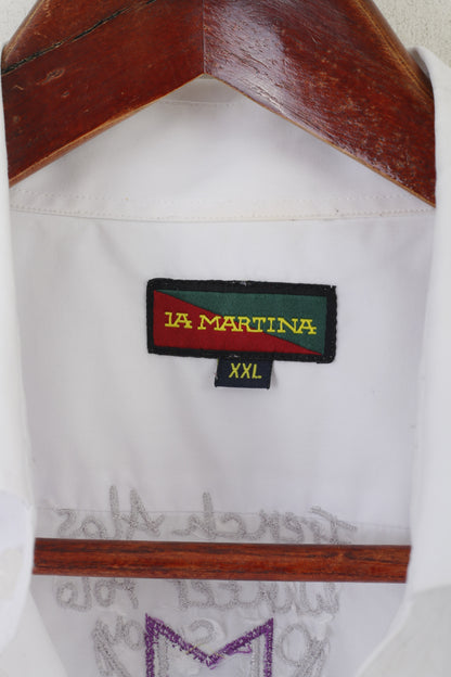 La Martina Men XXL Casual Shirt White Cotton #4 Polo Argentino French Alps Top
