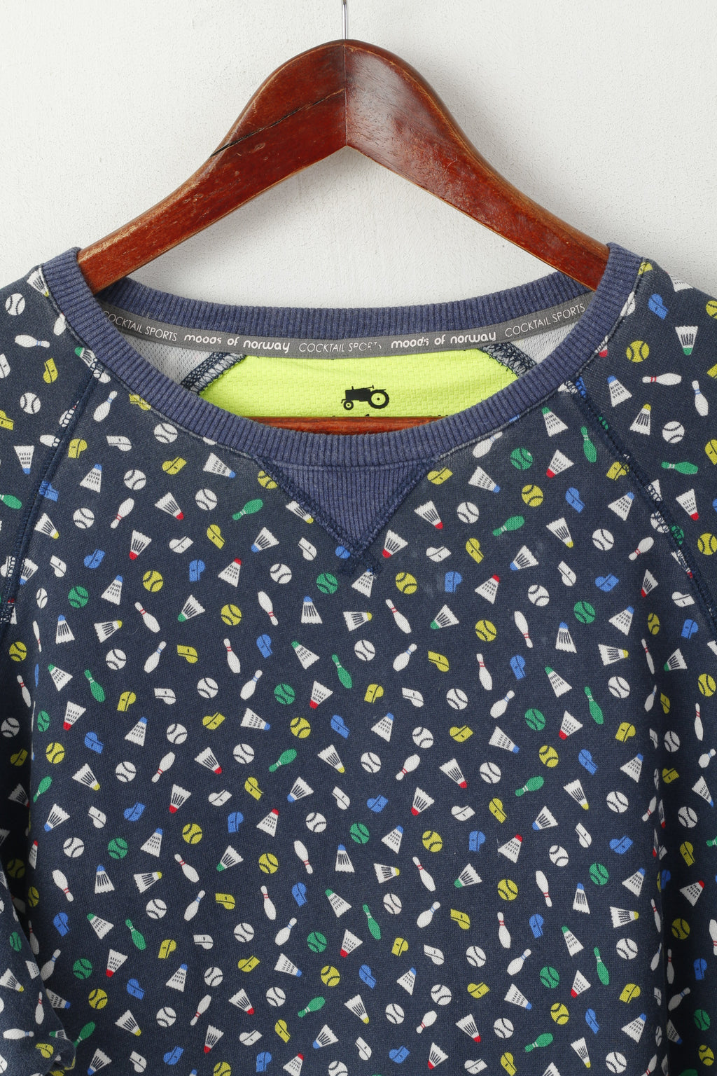 Moods Of Norway Cocktail Sports Women XL Sweatshirt Blue Tennis Print Cotton Top