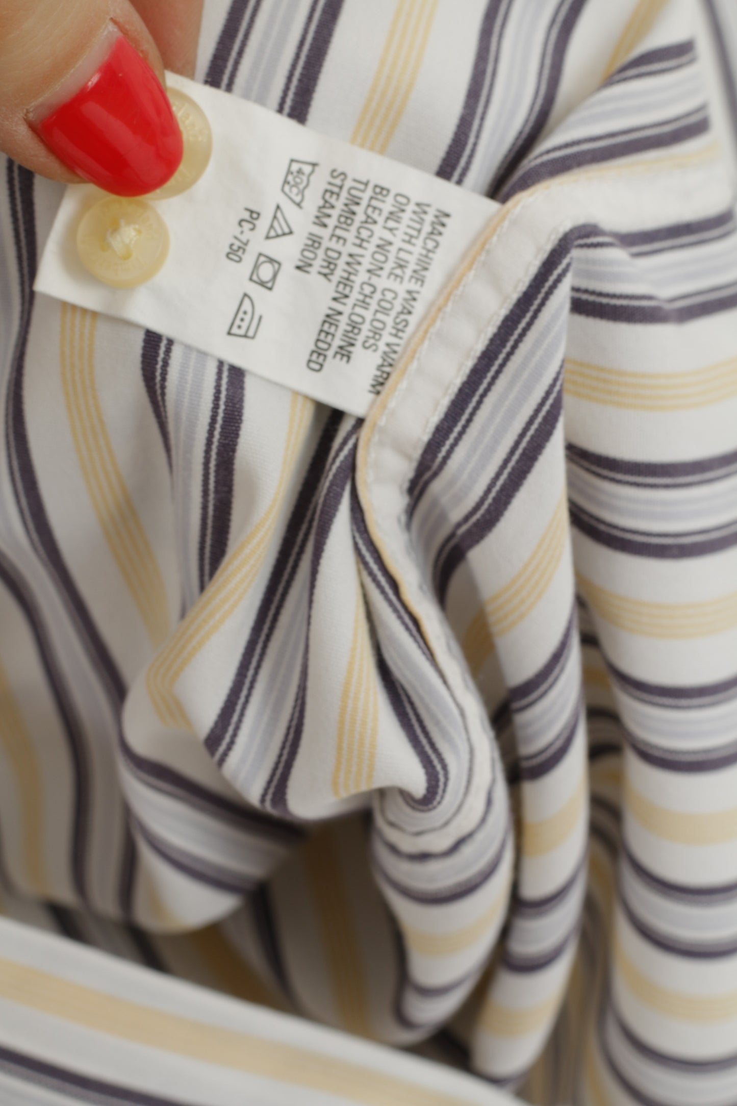 Timberland Camicia casual da uomo L bianca a righe gialle in cotone organico a maniche lunghe