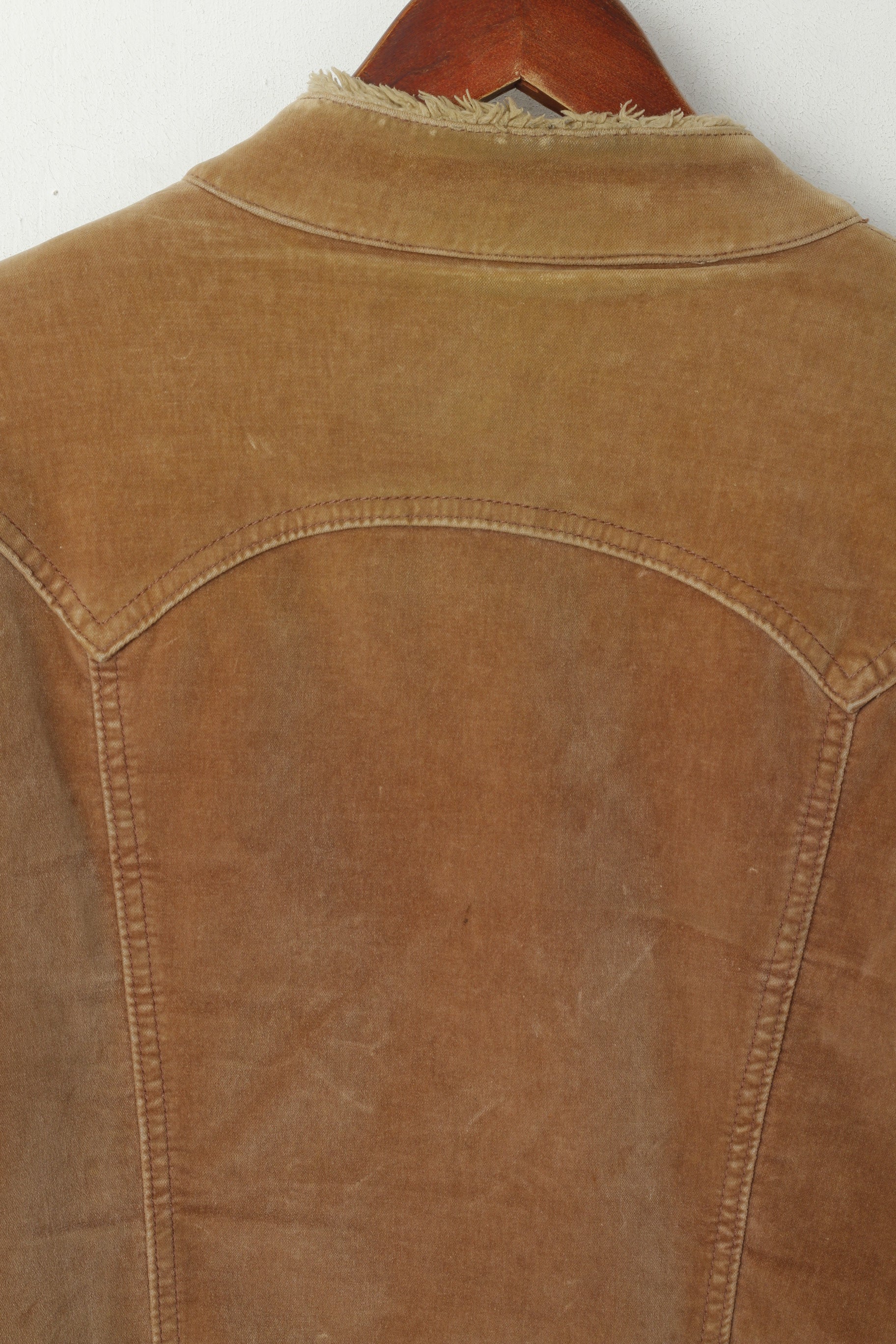 GAP Femme L Veste Marron Coton Marron Boho Stretch Fit Snap Warm Top