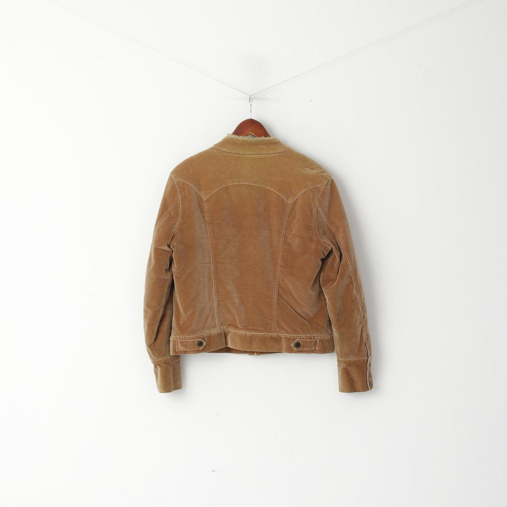GAP Femme L Veste Marron Coton Marron Boho Stretch Fit Snap Warm Top