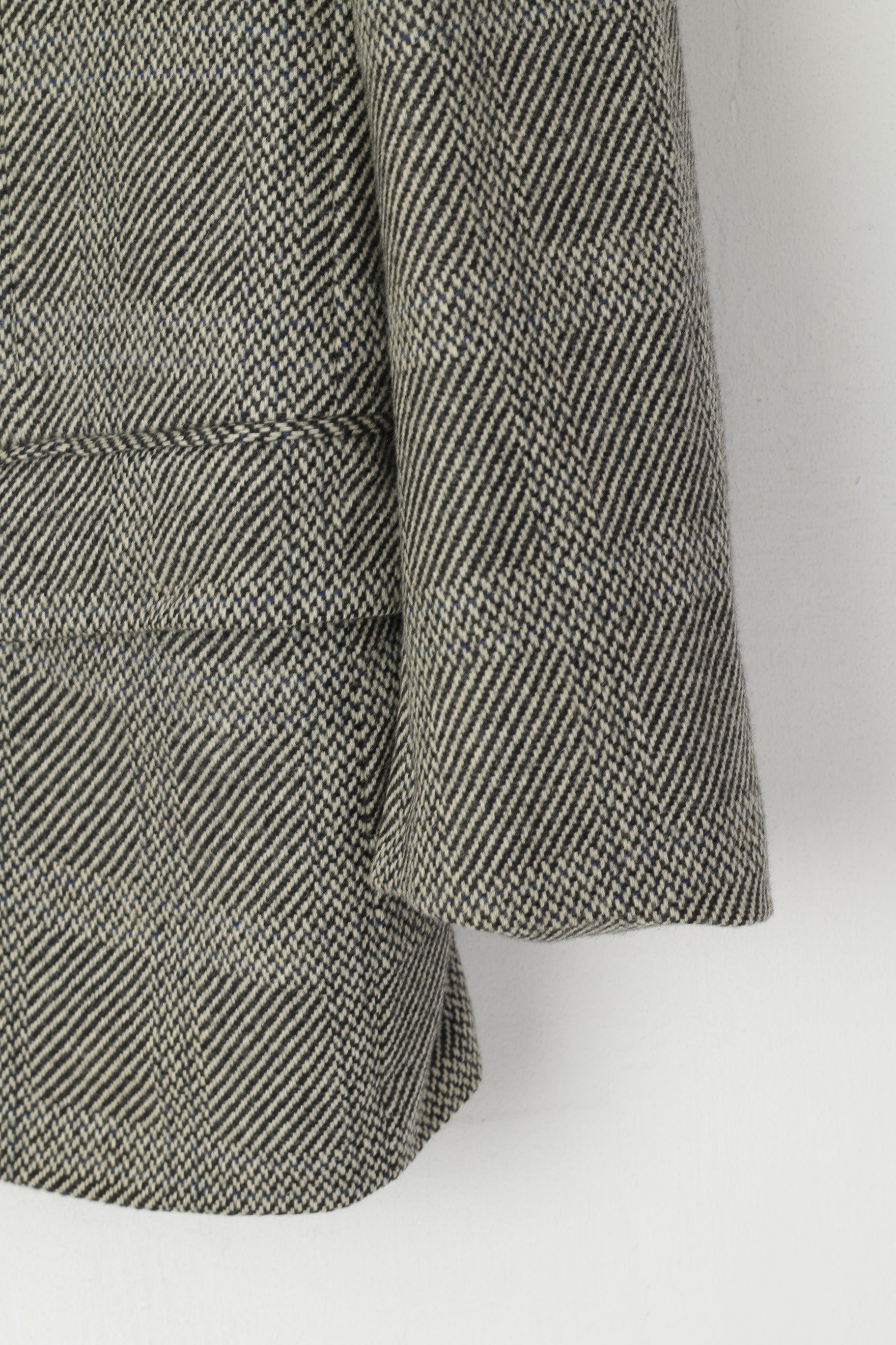 Durban Hommes 50 40 Blazer Gris Vintage Laine Cachemire Mélange Veste Simple Boutonnage