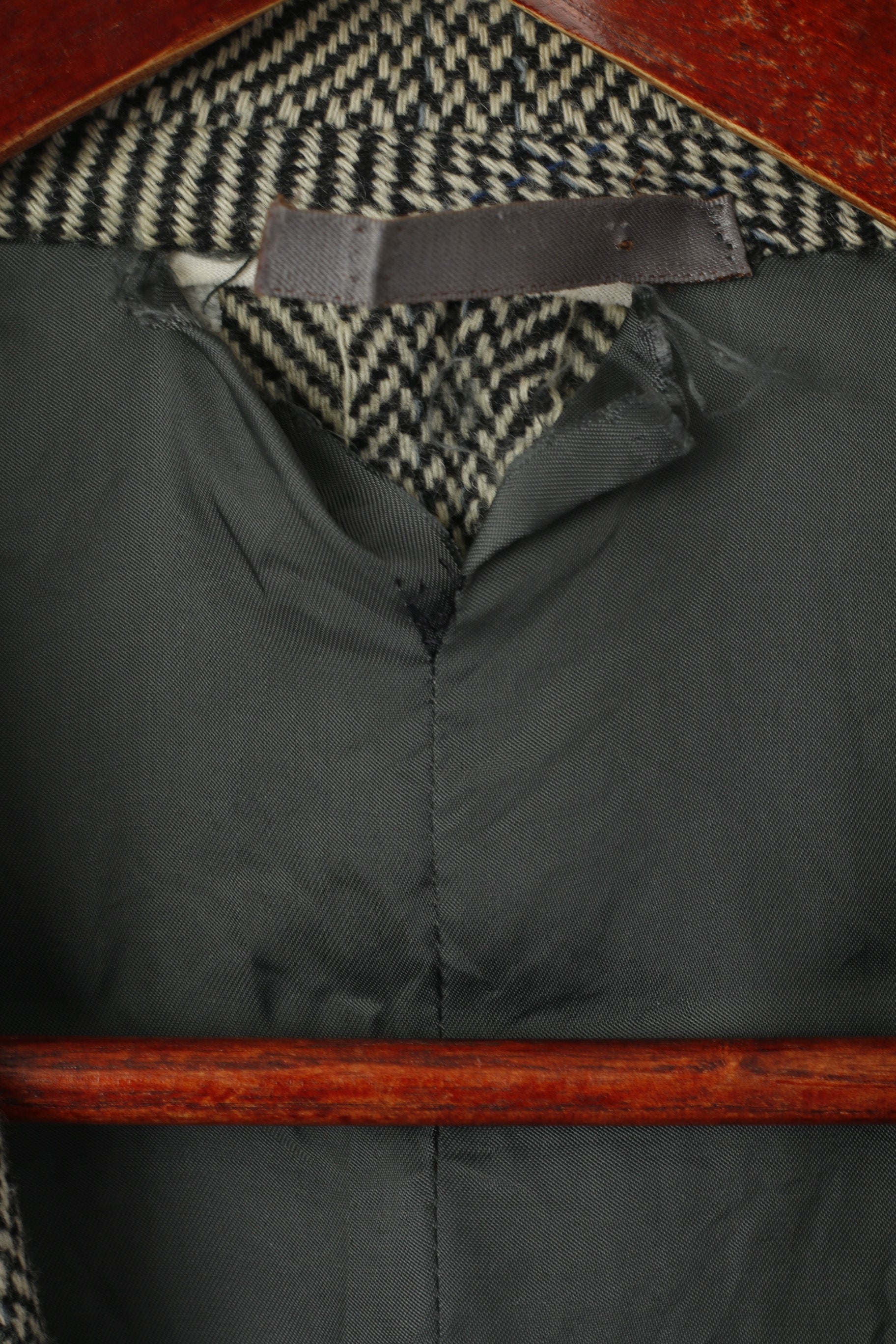 Durban Hommes 50 40 Blazer Gris Vintage Laine Cachemire Mélange Veste Simple Boutonnage